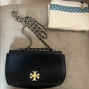 Tory Burch Black Crossbody Bag with Gold Accents